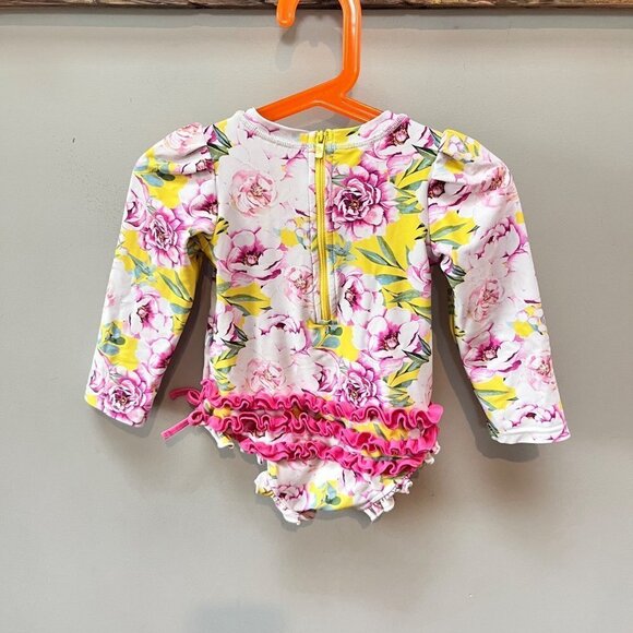 Posh Peanut Floral One Piece Long Sleeve Swimsuit- Size 2T - Picture 3 of 5